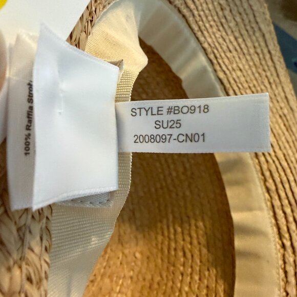 J. Crew Wide Brim Raffia Bucket Hat Natural Straw Summer Vacation M/L - Picture 4 of 5